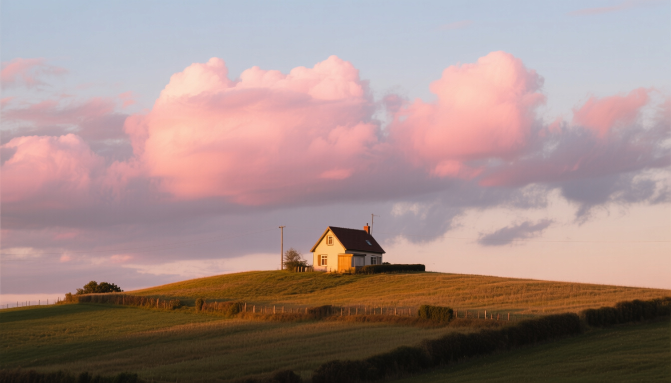 Countryside house at golden hour
